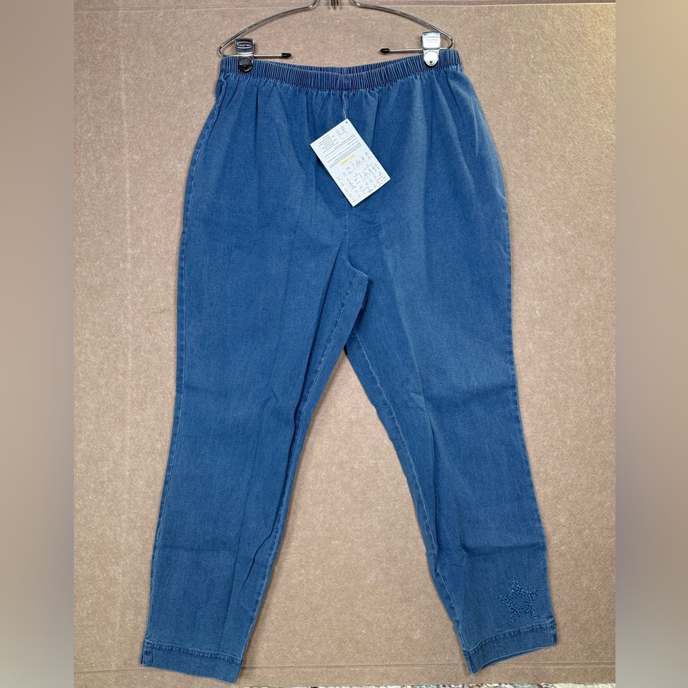 The Quaker Factory Women's Denim Pull On Jeans 2x Elastic Waist Pants